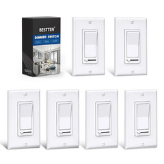 BESTTEN 6 Pack Dimmer Light Switch, Single-Pole or 3-Way Slide, Compatible with