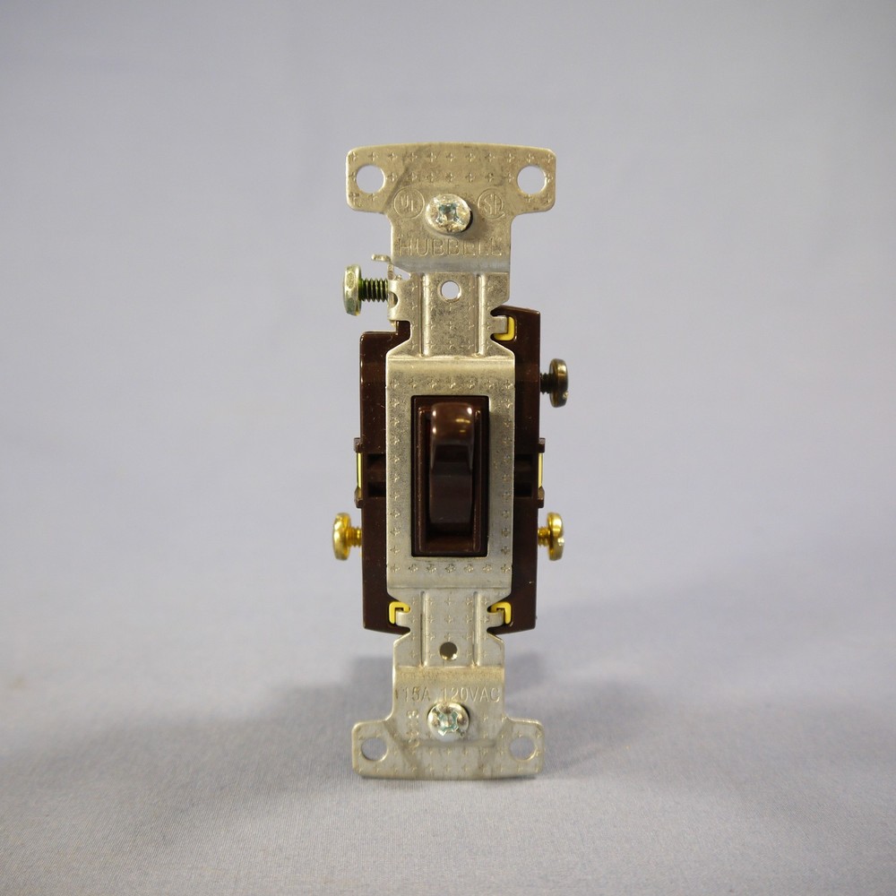 Hubbell Brown Framed Toggle Wall Light Switch 3-way Residential 15A Bulk RS315