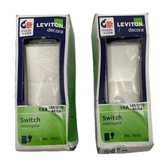2 Leviton Decora 15 amps 120/277 volts Single Pole Rocker Switch White It/699