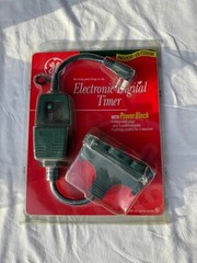GE Electronic Digital Timer w/ Power Block Indoor Outdoor 3 Outlet Adapter New