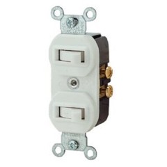 (2)-Leviton Single Pole & 3-Way White 15A Electrical Duplex Switch R62-5241-WS
