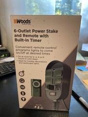 2 packages / Woods 6 Outlet Power Stake and Remote with Built in Timer