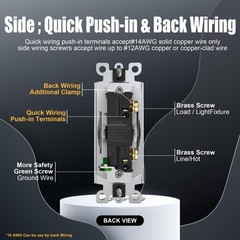 Quiet Single Pole Decorator Wall Light Switch with Wall Plate, 15A 120V/277V,…