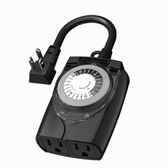 Outdoor Timer Outlet Waterproof, 24 Hour Mechanical Light Timers for Electric…