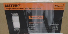 BESTTEN 10 Pack Single Pole Decorator Wall Light Switch, 15A 120/277V