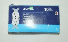 Leviton 1451-2WM White 15A-120V AC/CA Light Switches 10PK