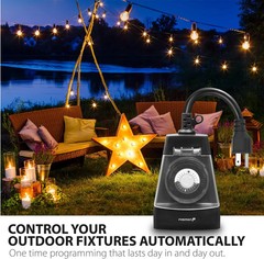 Outdoor Dual Timer Outlet Waterproof, Outdoor Light Timer for Electrical