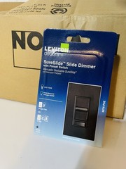 Leviton 6674-POE Black SureSlide Preset 120V ac 600W 1-Pole 3-Way Slide Dimmer