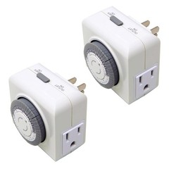 2 Pack 110-125V 3-Pin Timer Plug For Household Appliance 24-Hour Control Switch