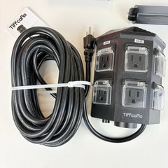 Tiffcofio Outdoor Remote Control Power Strip Timer Yard Stake 6 Outlets 25ft NEW
