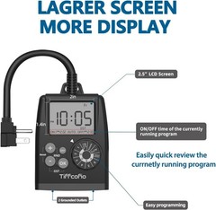Waterproof Digital Outdoor Timer Outlet, 2 Grounded Outlets, 6 Programs, 1875W