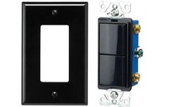 (10) Eaton 2-Switch 15-Amp Single Pole Black Indoor Rocker Switch W/ Plate. lot