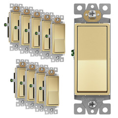Elite Series Decorator Rocker Light Switch, 15A 120V/277V, Gloss Finish, Single