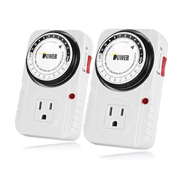 IPOWER Gltimex2 2-PACK 24-Hour Grounded Analog Timer