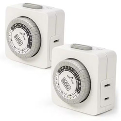 Indoor Light Programmable Polarized Outlet Timers Analog Timer Outlet (2-Pack)