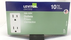 LEVITON M24-05325-WMP DECORA 15A 125V DUPLEX OUTLET/RECEPTACLE, WHITE 10-PACK
