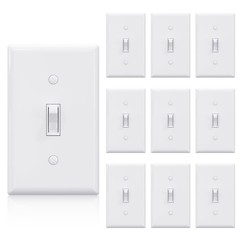 Single Pole Toggle Light Switch with Plate, 15 Amp, 120 Volt, Toggle Framed A…