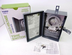 TORK 1109A-O 120-277V 40A Multi-Volt Mechanical Lighting Switch Timer DPST NOB