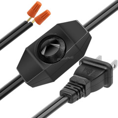2Pack UL Listed Rotary Dimmer Switch With1.8M/5.9Ft Extension Power Cord for Hal