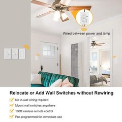 3 Way Wireless Light Switch No Wiring No Wifi 100ft Rf Range Preprogrammed Expan