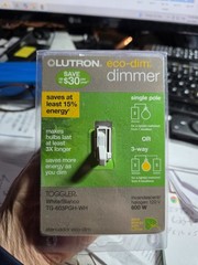 Lutron TG-603PGH-WH Toggler Eco-Dim Light Switch Dimmer White Single or 3-Way