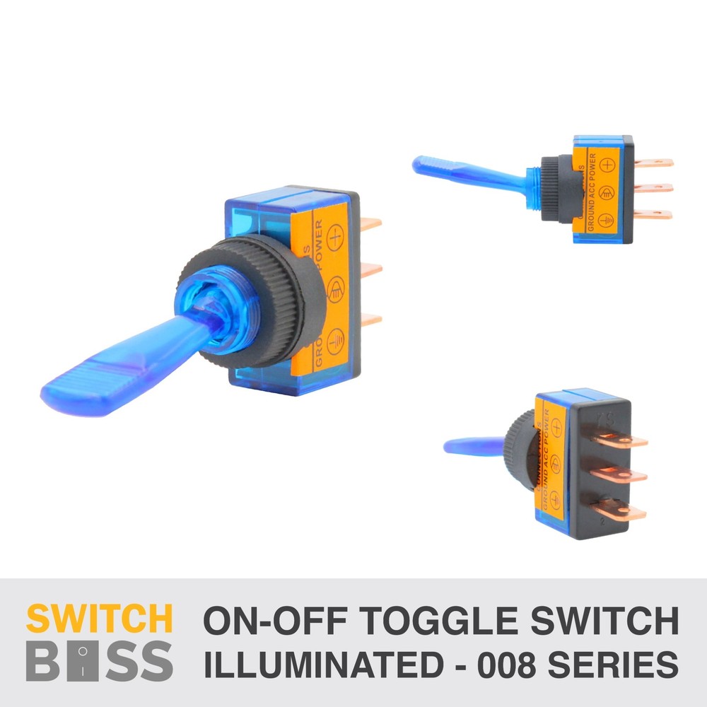 On-Off LED Toggle Switch Illuminated SPST 12V 12mm Panel Car Marine Light Boat