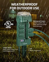 DEWENWILS Outdoor Mechanical Power Stake Timer for ChristmasDecora Yard Stake