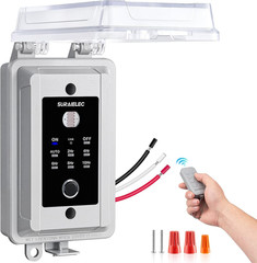 20A Dusk to Dawn Timer Switch with 100FT Remote Control, 2400W Hardwired Weather