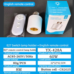 E27 60W Wireless Remote Control Smart Timer Switch Lamp Holder 110V 220V House M
