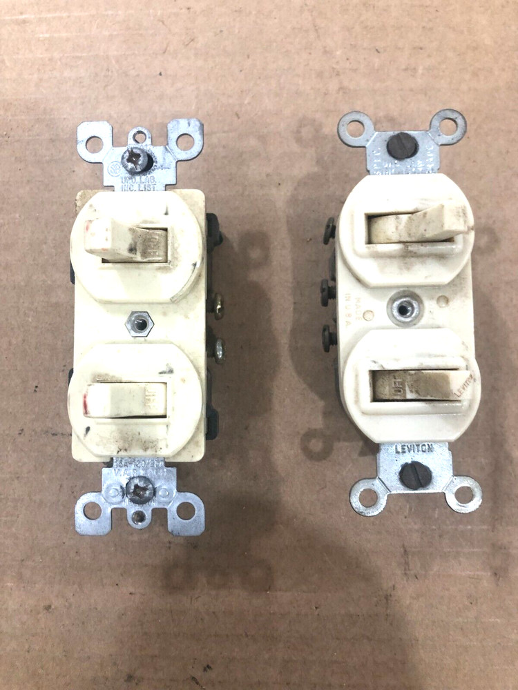 Lot of 2 – Leviton Single Pole/ 3-Way, SP/SP Ivory Combination Switches