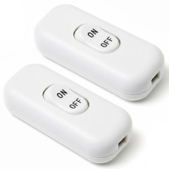 2-Pack White Inline On/Off Cord Switch for Lamps & LED, High Conductivity Brass