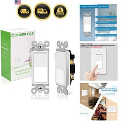 Single Pole Rocker Light Switch,Paddle Light Switch 15 Amp,Sp Switches White,…