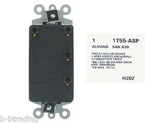 Leviton 1755-A ALMOND Decora Triple Rocker Light Switch 15A 120V Single Pole UL