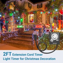 DEWENWILS Outdoor Outlet Light Timer with 2 ft Cord Waterproof Light Timer Plug