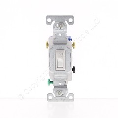 Eaton 1303-7W White 3-Way 15A Toggle Wall Light Switch Control 120V Bulk