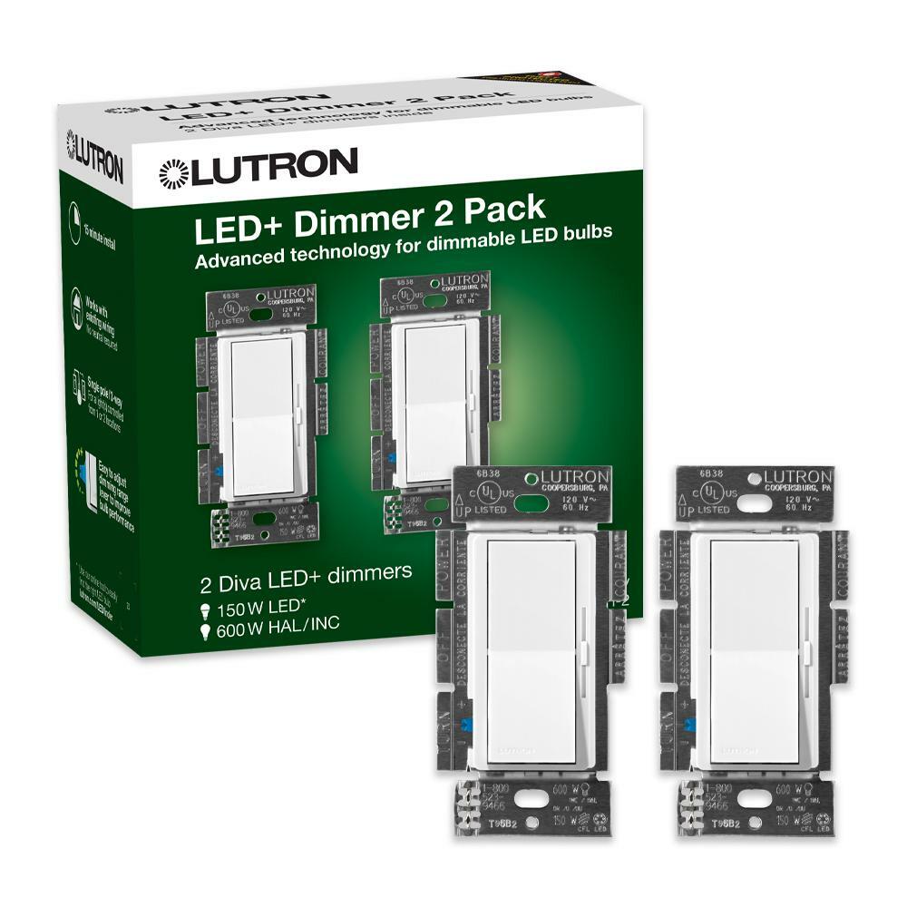 Single-Pole or 3-Way Diva LED+ Dimmer Switch for Dimmable LED, Halogen and