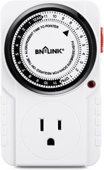 BN-LINK 24 Hour Plug-In Mechanical Timer Grounded for Aquarium, Grow Light, Hydr
