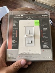 Lutron SFSQ-LFH-WH 3 Speed Slide Fan Control Push Light Switch White