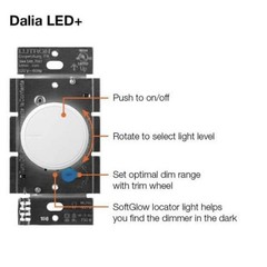 Lutron Dalia LED+ White Illuminated Rotary Light Dimmer Switch 150W For LED Bulb