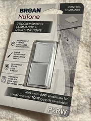 Broan Nutone P2RW 15-Amp White Control 2 Rocker Light Switch & Ventilation Fan