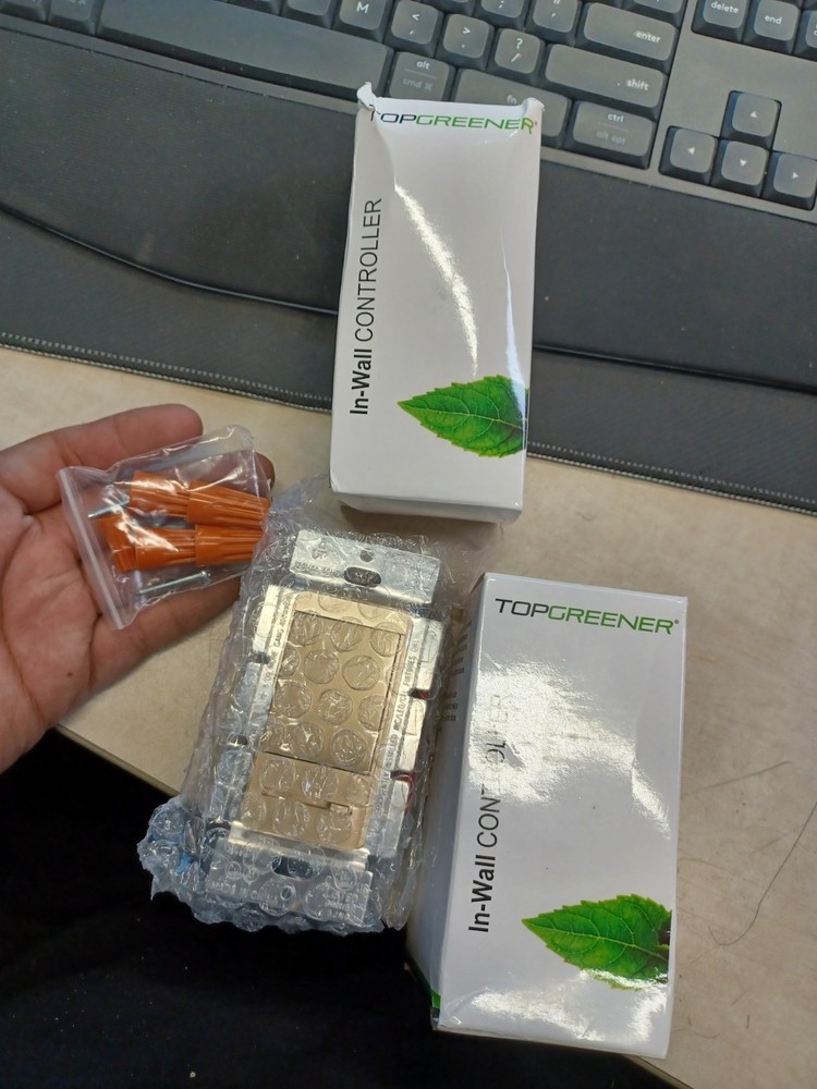 Lot Of 2 TopGreener TGDMDS-120-GD-F GOLD Single Pole/3-Way Slide Dimmer Switch