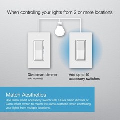 Lutron Caseta Smart Claro Accessory Switch for 3 way – For use only with Diva…