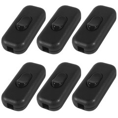 6 PCS Black Inline Cord Switch On/Off Lamp Rocker AC120V 10A 250V 6A Control