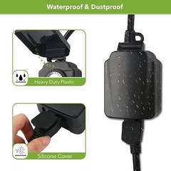 BN-LINK 24 Hour Mechanical Outdoor Light Timer with Covers, Heavy Duty