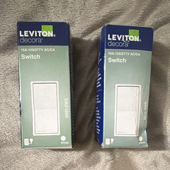 Lot of 2 Leviton Decora Single Pole Wall Switch 15A 120/277V White, NEW IN BOXES