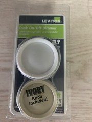 LEVITON SINGLE POLE NEW Rotary Dimmer Push On/Off Dimmable Bulbs White/Almond