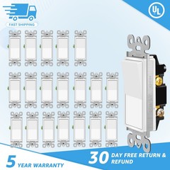 20PK 3Way/Single Pole Electrical Light Switch 15A 120-277V UL Listed Residential