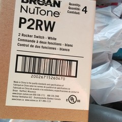 Broan NuTone P2RW 2-Rocker Fan Control Switch, Independent On/Off, White 120V