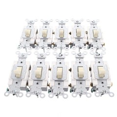 Leviton CS115-2A Almond Commercial Single Pole Toggle Switch Control 15A 10-Pack