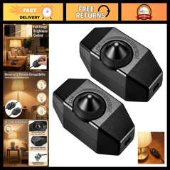 2 Pack Inline Dimmer Switch for Lamp Cord, Full Range Rotary Control, UL Listed,